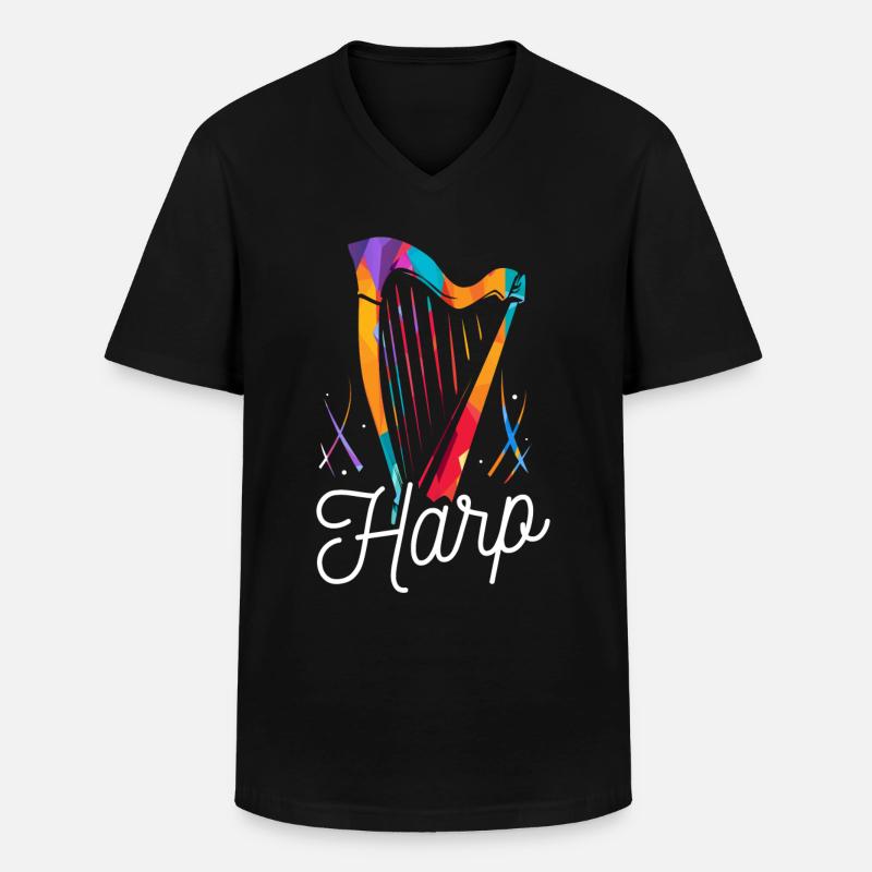 Harfe - Männer-T-Shirt mit V-Ausschnitt - Schwarz