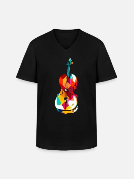 Polygone de violoncelle - T-shirt col V Homme - noir