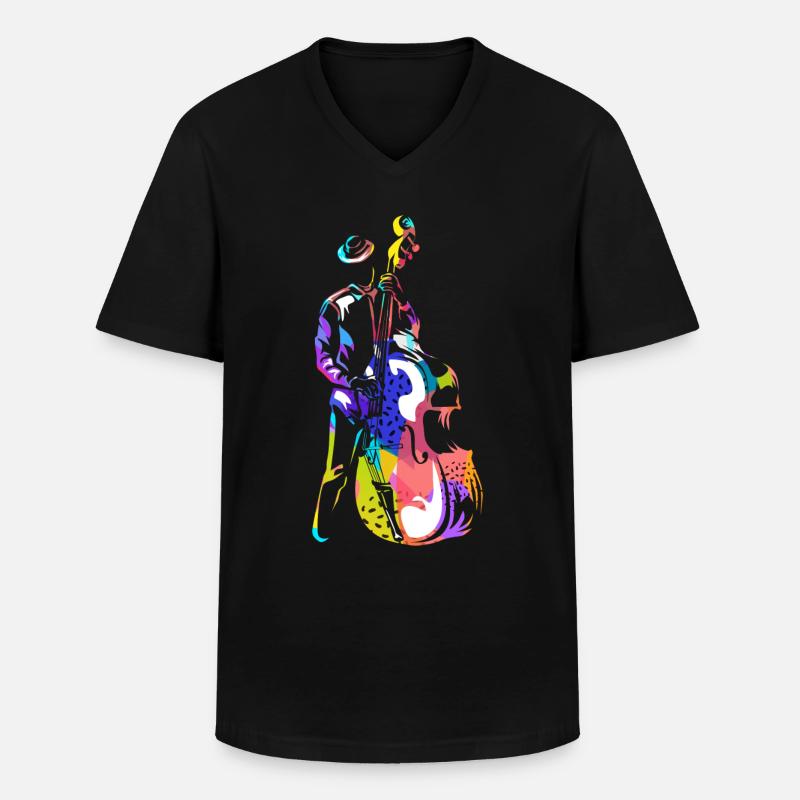 Kontrabass - Männer-T-Shirt mit V-Ausschnitt - Schwarz