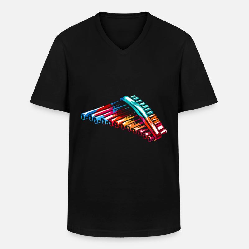 panpipe - T-shirt col V Homme - noir