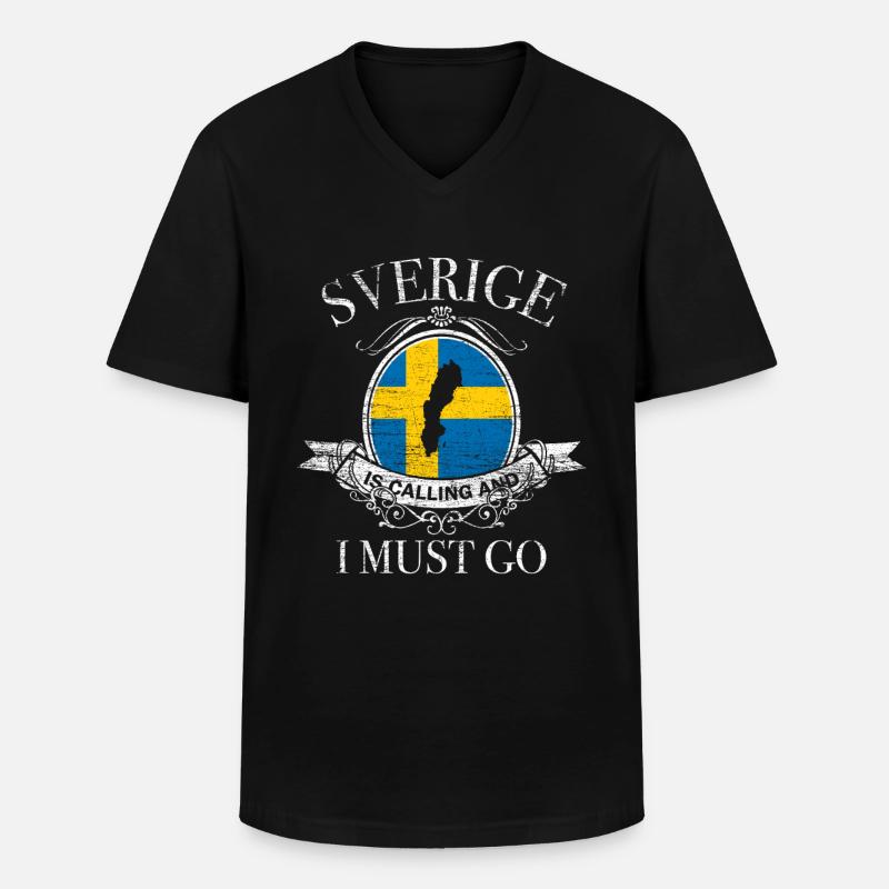 Sverige - Männer-T-Shirt mit V-Ausschnitt - Schwarz