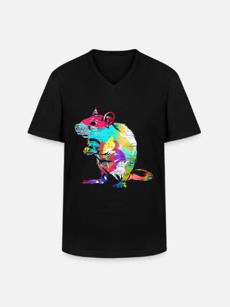 Ratte Geschenk - Männer-T-Shirt mit V-Ausschnitt - Schwarz
