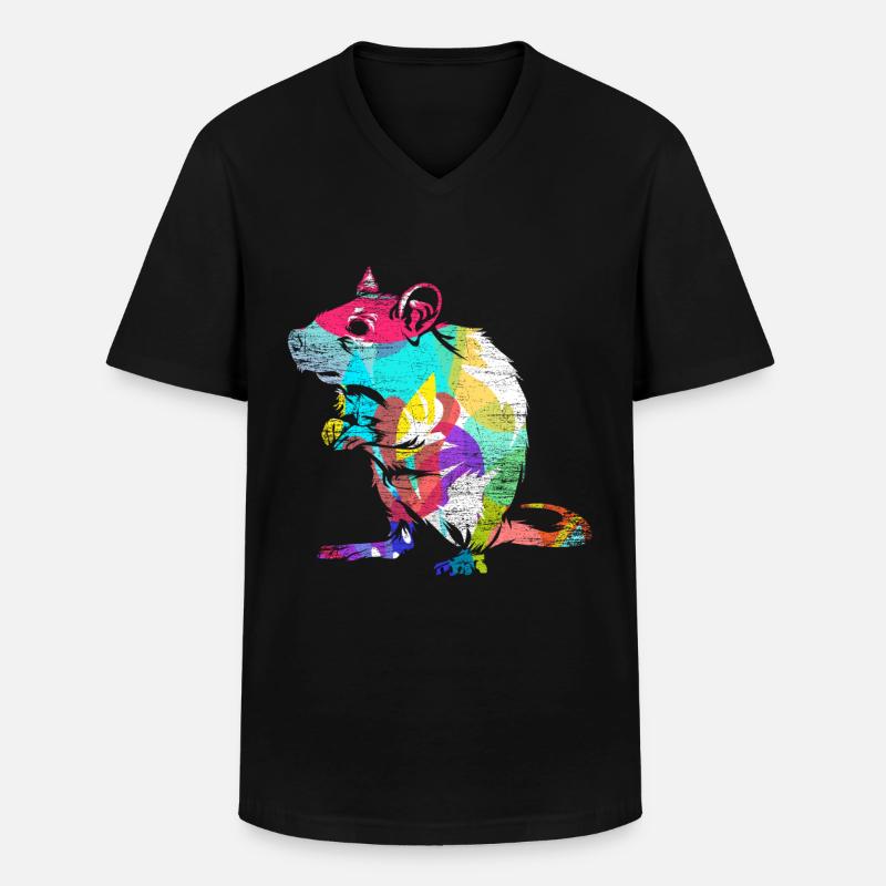 Ratte Geschenk - Männer-T-Shirt mit V-Ausschnitt - Schwarz
