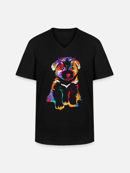 Border collie - Men's V-Neck T-Shirt - black