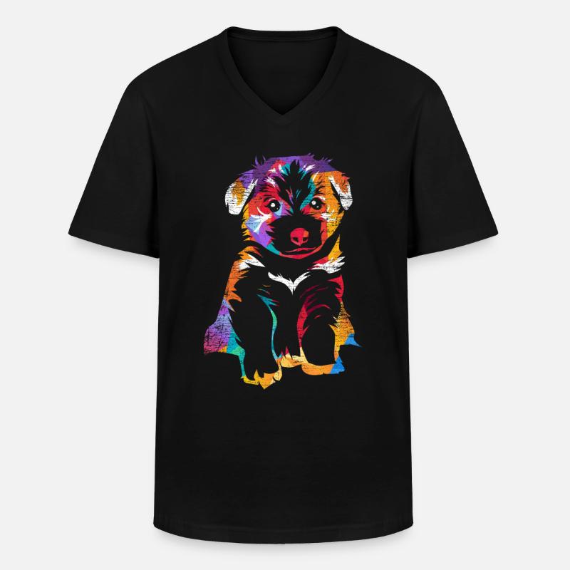 Border Collie - Männer-T-Shirt mit V-Ausschnitt - Schwarz