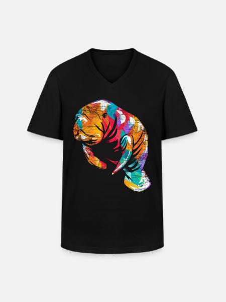 Manatee Dugong - Men's V-Neck T-Shirt - black
