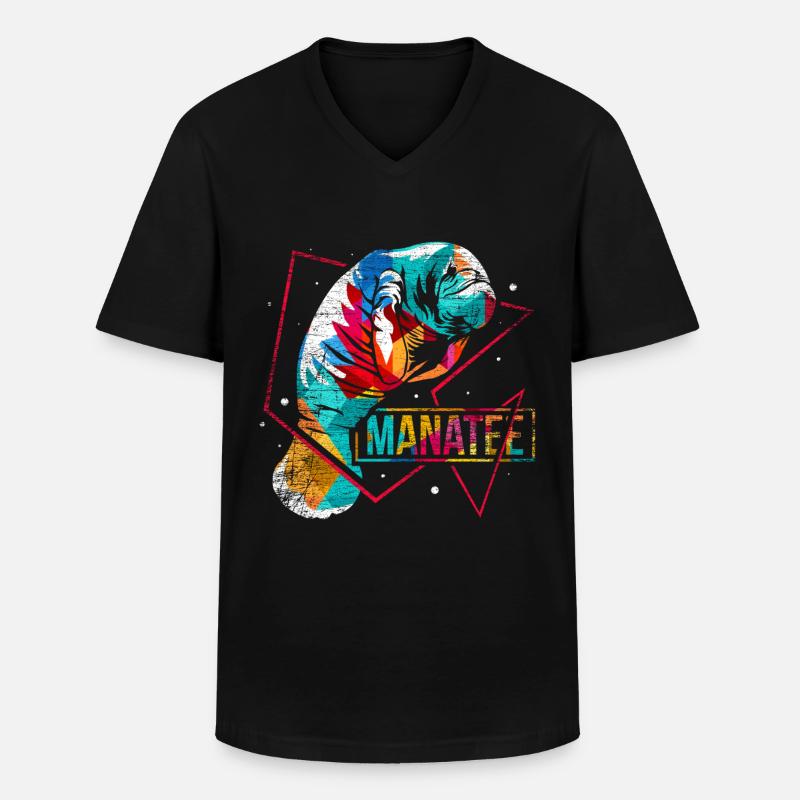 Seekuh Polygon - Männer-T-Shirt mit V-Ausschnitt - Schwarz
