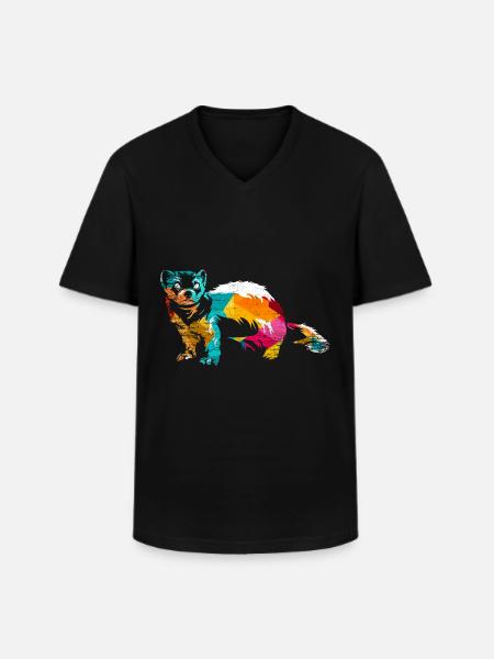 Frettchen - Männer-T-Shirt mit V-Ausschnitt - Schwarz