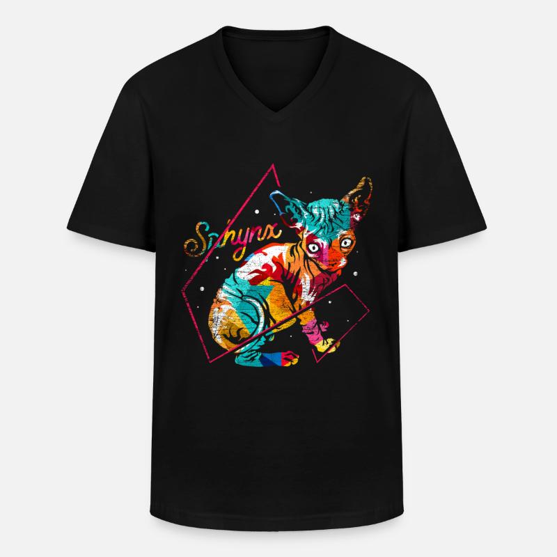 Sphynx Polygon Geschenk - Männer-T-Shirt mit V-Ausschnitt - Schwarz