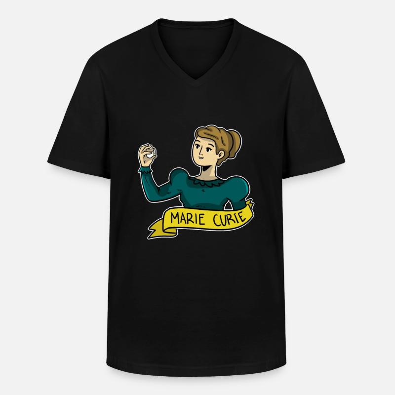 Marie Curie - Männer-T-Shirt mit V-Ausschnitt - Schwarz