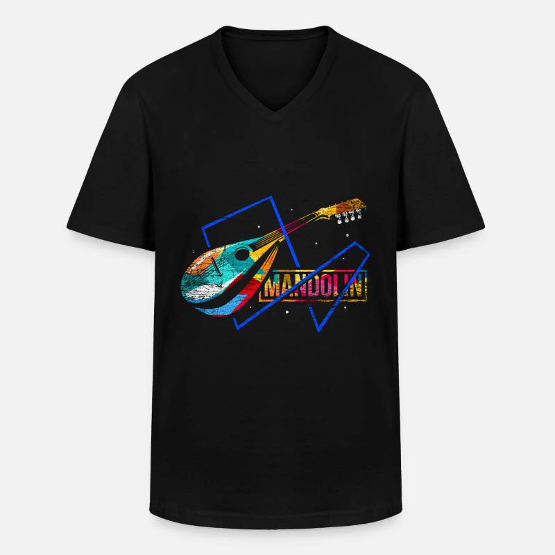 Mandoline Polygon Geschenk - Männer-T-Shirt mit V-Ausschnitt - Schwarz