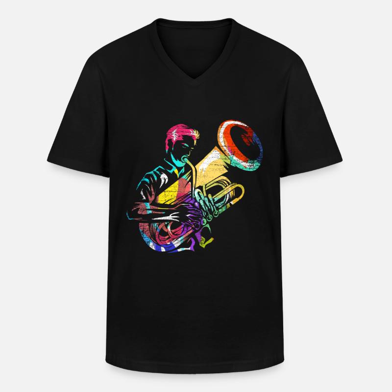 Tuba Geschenk - Männer-T-Shirt mit V-Ausschnitt - Schwarz