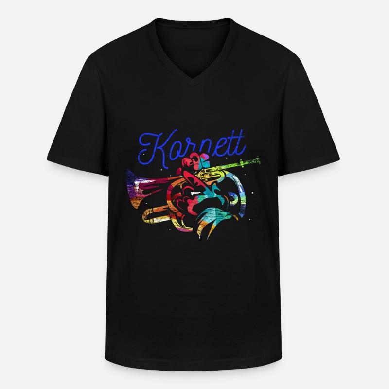 Kornett Geschenk - Männer-T-Shirt mit V-Ausschnitt - Schwarz