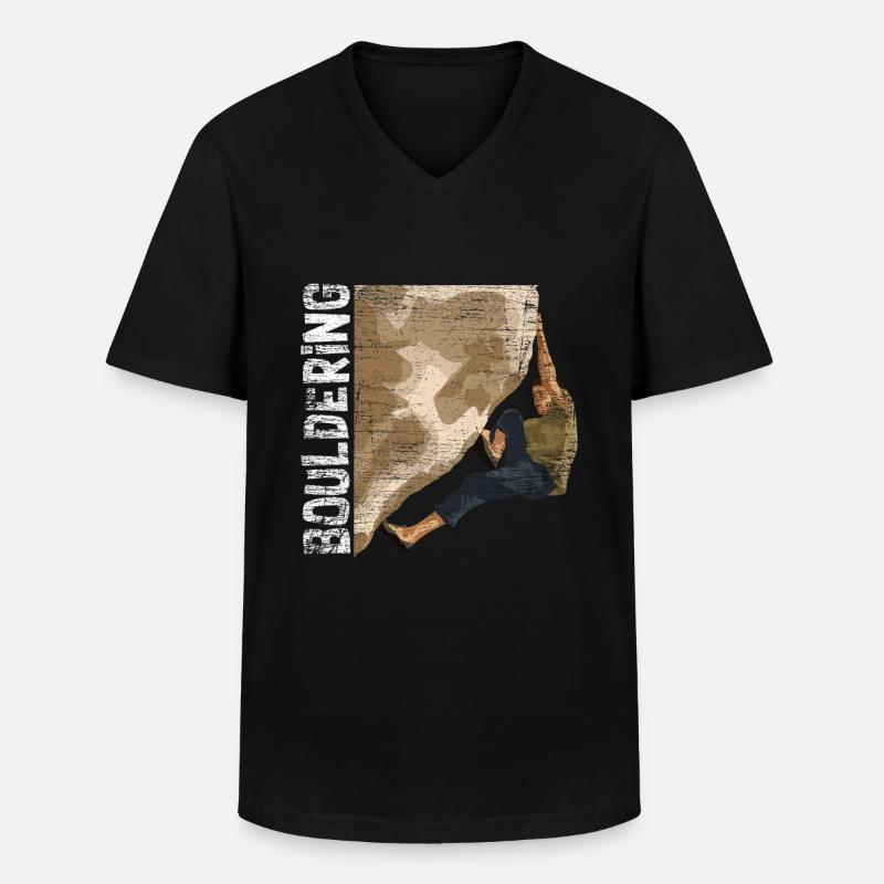 Bouldern Klettern - Männer-T-Shirt mit V-Ausschnitt - Schwarz
