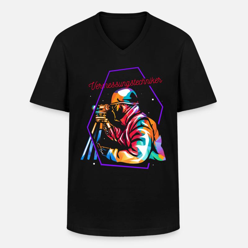 Vermessungstechniker - Männer-T-Shirt mit V-Ausschnitt - Schwarz