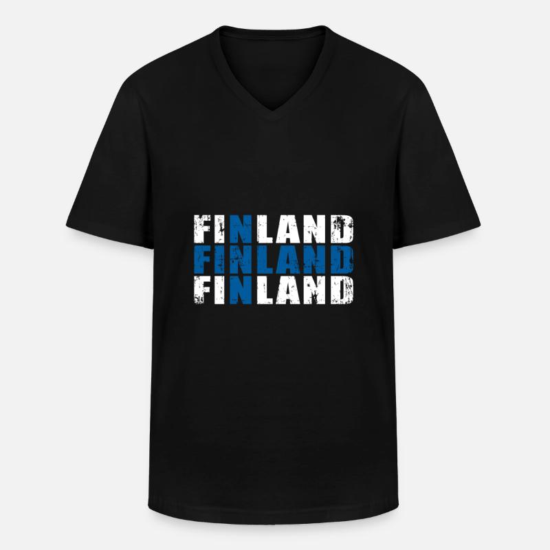 Finnland - Männer-T-Shirt mit V-Ausschnitt - Schwarz