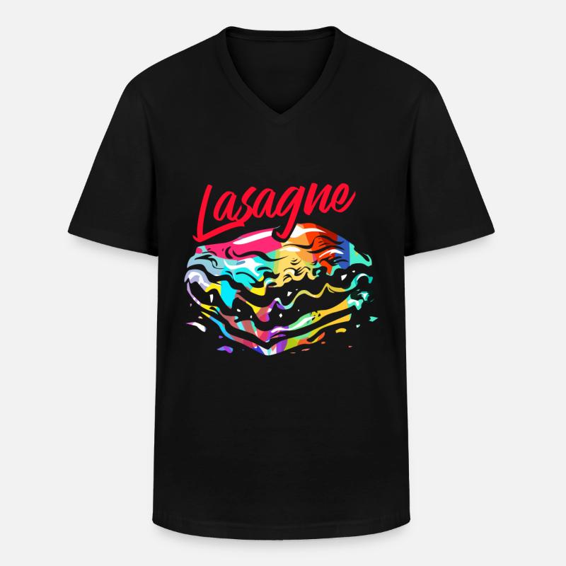 Lasagne Geschenk - Männer-T-Shirt mit V-Ausschnitt - Schwarz