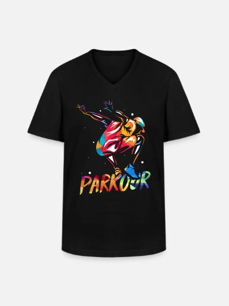 Parkour Traceur - Men's V-Neck T-Shirt - black