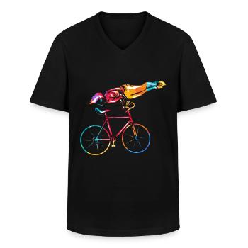 art cyclisme - T-shirt col V Homme - noir - Devant - AI Model Male 178 dark (178cm)