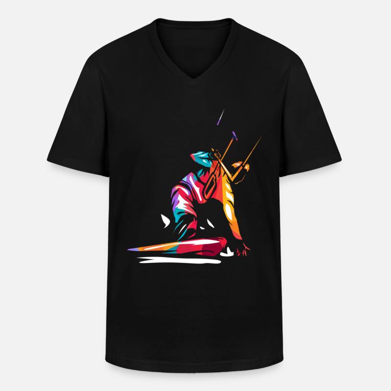Kitesurfen - Männer-T-Shirt mit V-Ausschnitt - Schwarz