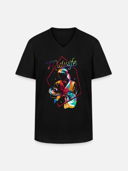 Hebamme Geschenk - Männer-T-Shirt mit V-Ausschnitt - Schwarz