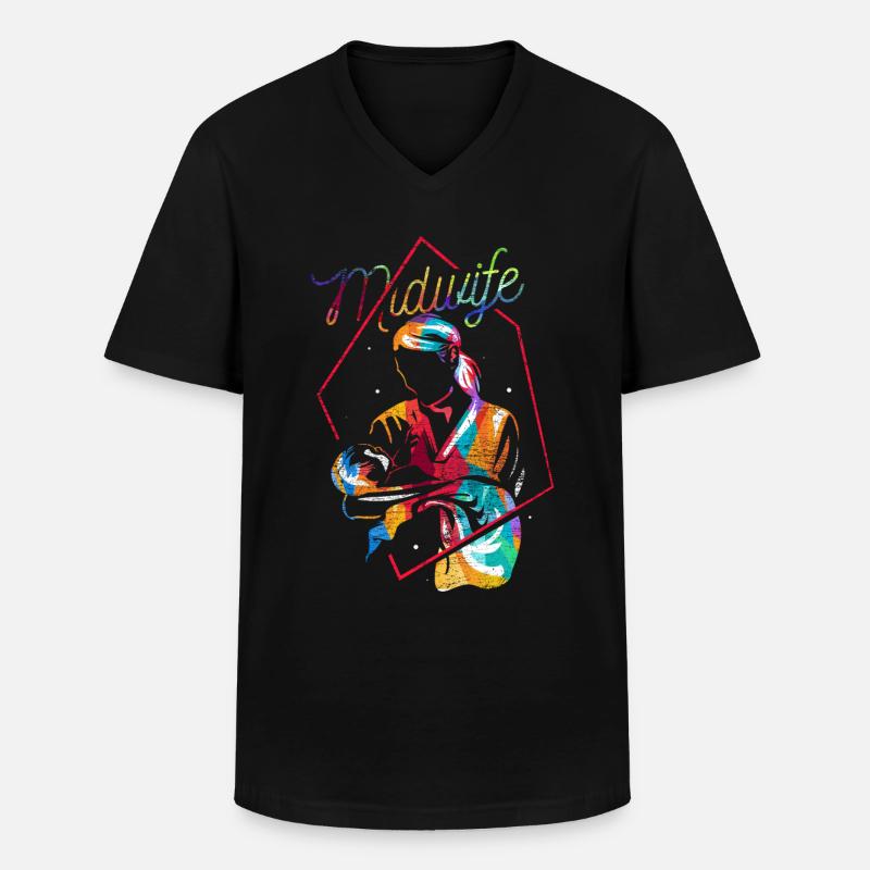 Hebamme Geschenk - Männer-T-Shirt mit V-Ausschnitt - Schwarz