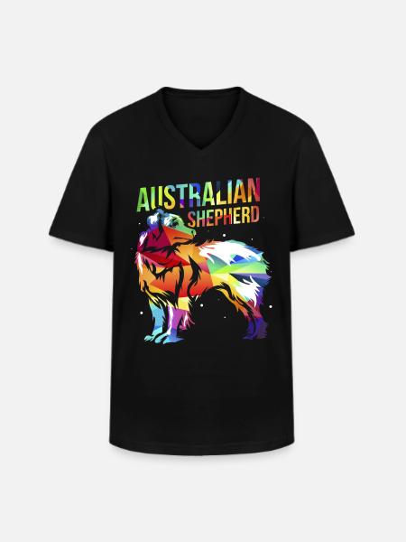 Australian Shepherd - Men's V-Neck T-Shirt - black