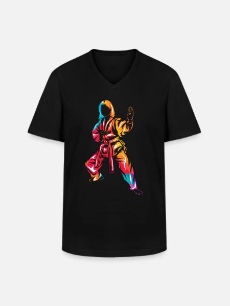 Hapkido - T-shirt col V Homme - noir