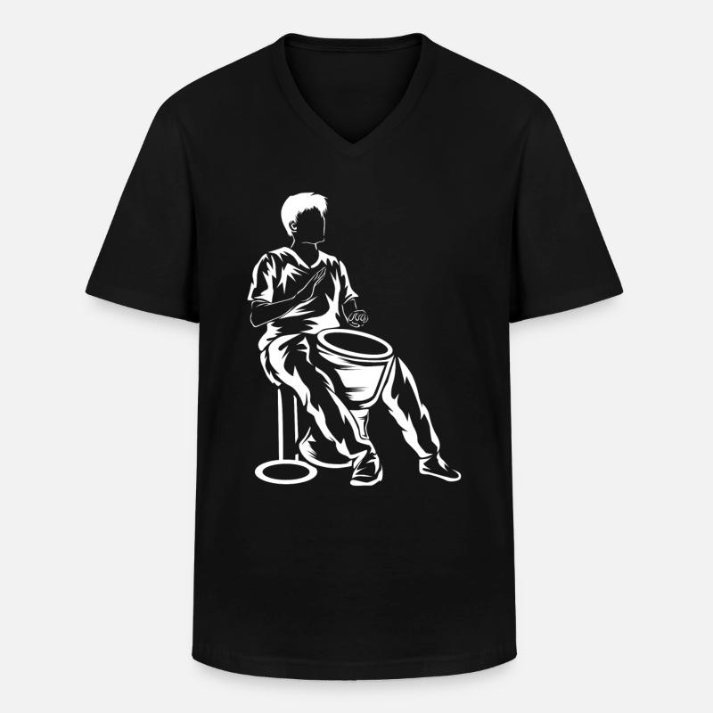Djembe - Männer-T-Shirt mit V-Ausschnitt - Schwarz