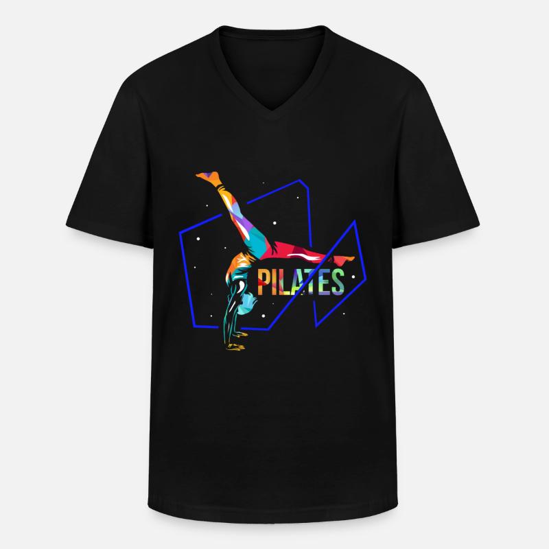 Pilates - Männer-T-Shirt mit V-Ausschnitt - Schwarz