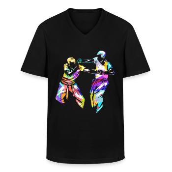 Krav Maga - T-shirt col V Homme - noir - Devant - AI Model Male 178 dark (178cm)