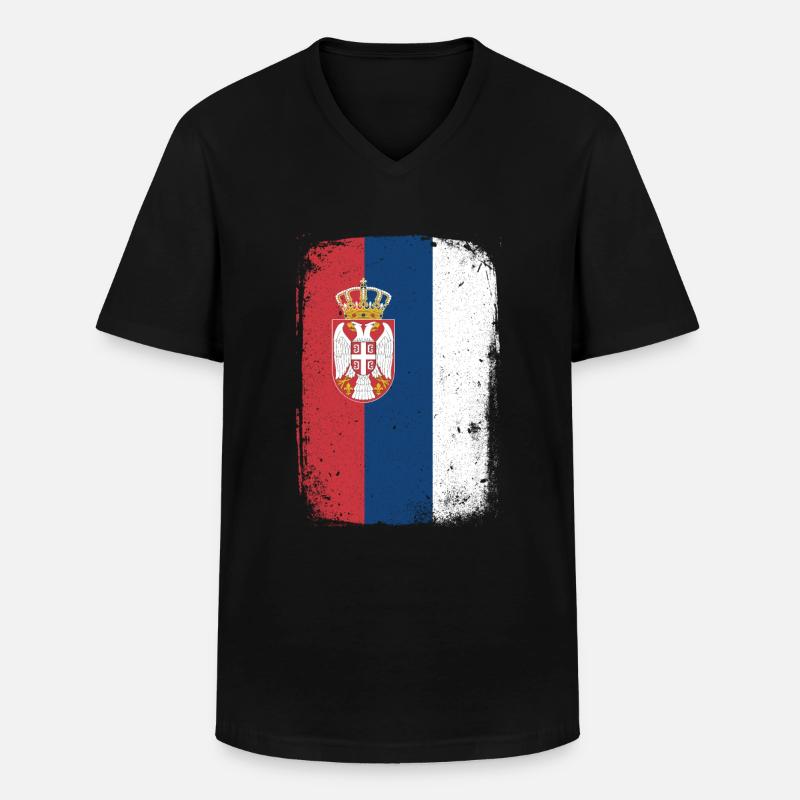 Serbien - Männer-T-Shirt mit V-Ausschnitt - Schwarz