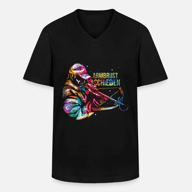 Armbrust Schiessen Geschenk - Männer-T-Shirt mit V-Ausschnitt - Schwarz