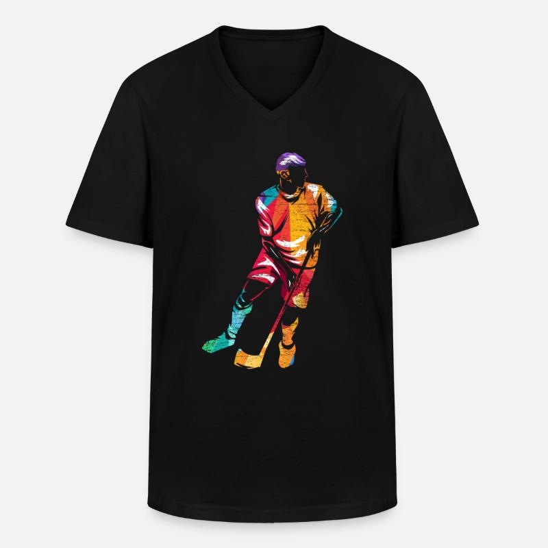 Floorball Geschenk - Männer-T-Shirt mit V-Ausschnitt - Schwarz