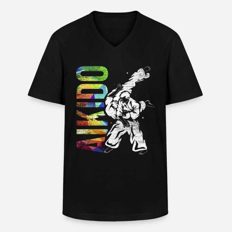Aikido Geschenk - Männer-T-Shirt mit V-Ausschnitt - Schwarz