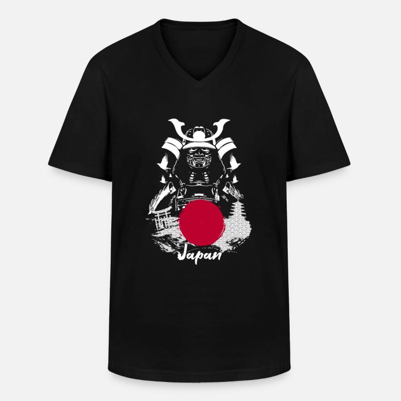 Japan Samurai - Männer-T-Shirt mit V-Ausschnitt - Schwarz