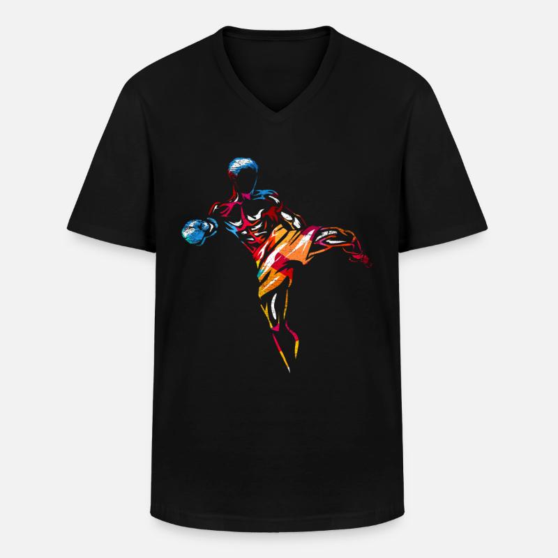 Muay Thai Fighter Geschenk - Männer-T-Shirt mit V-Ausschnitt - Schwarz