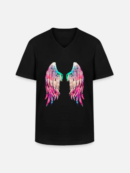 angel wings - Men's V-Neck T-Shirt - black