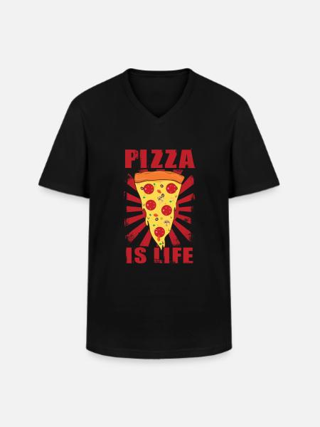 pizza - T-shirt col V Homme - noir