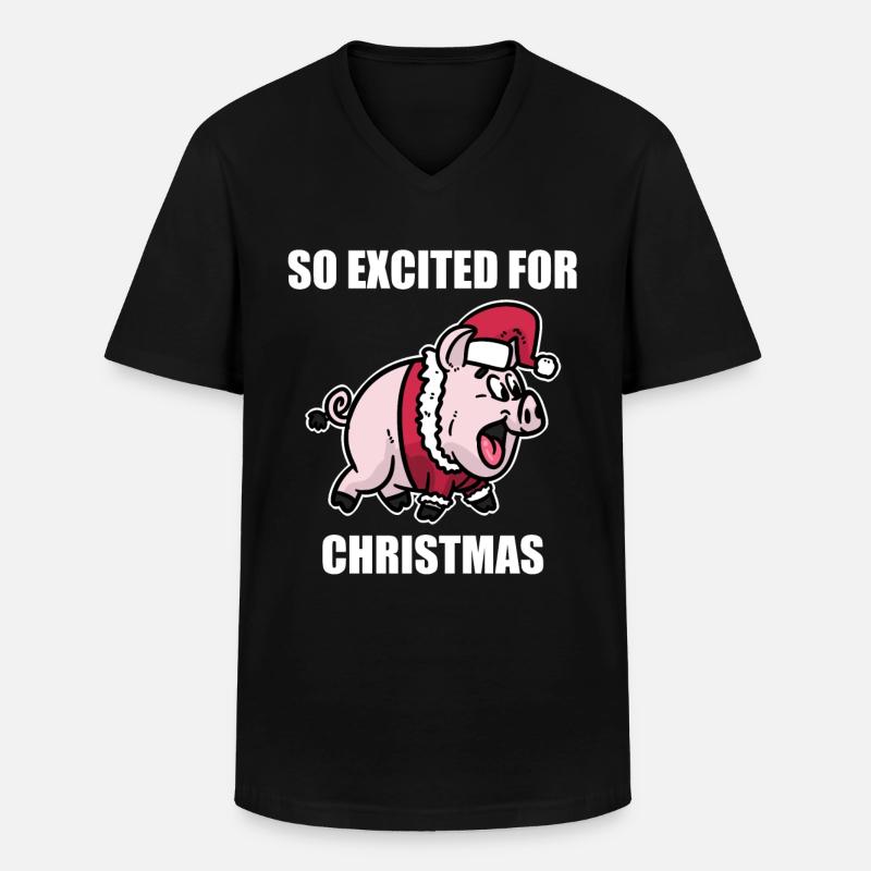 Schwein Weihnachten - Männer-T-Shirt mit V-Ausschnitt - Schwarz