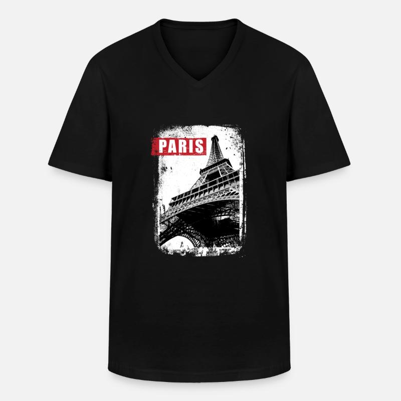 Paris - Männer-T-Shirt mit V-Ausschnitt - Schwarz