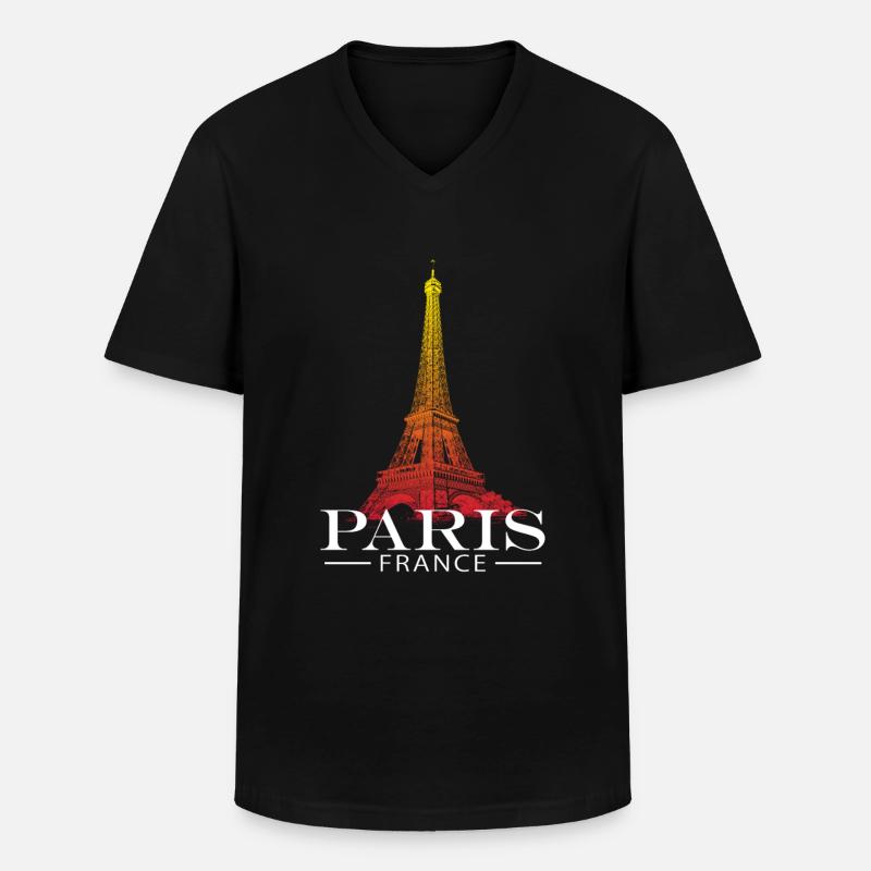Paris Eiffelturm - Männer-T-Shirt mit V-Ausschnitt - Schwarz