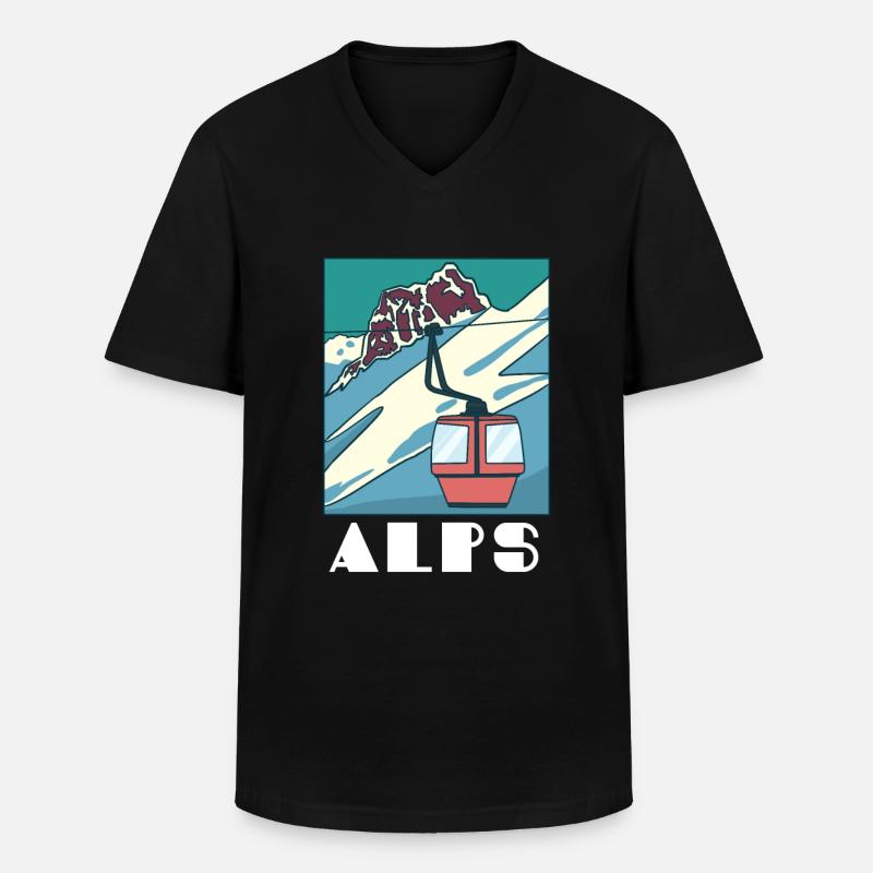Alpen - Männer-T-Shirt mit V-Ausschnitt - Schwarz