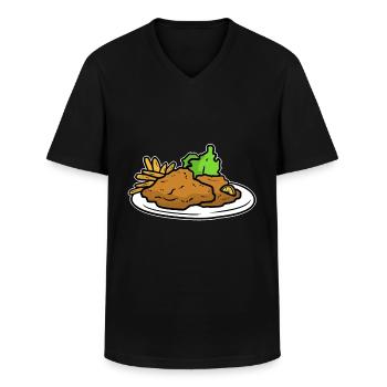 Schnitzel - Men's V-Neck T-Shirt - black - Front - AI Model Male 178 dark (178cm)