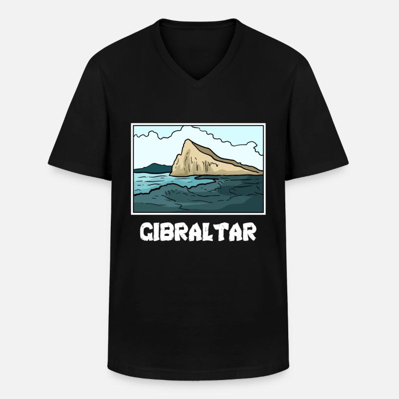 Gibraltar - Männer-T-Shirt mit V-Ausschnitt - Schwarz