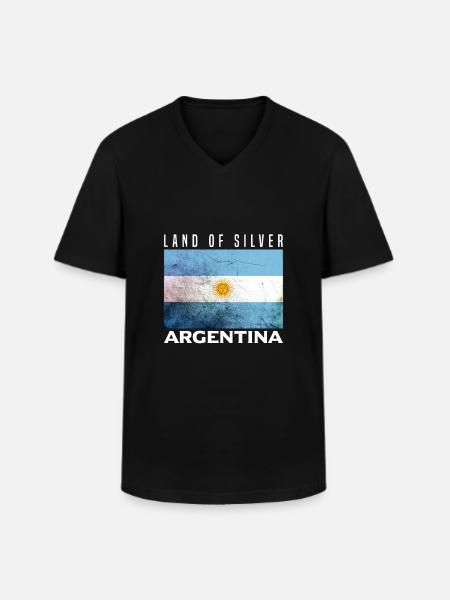 Argentinien - Männer-T-Shirt mit V-Ausschnitt - Schwarz