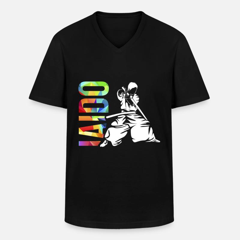 Iaido - Männer-T-Shirt mit V-Ausschnitt - Schwarz