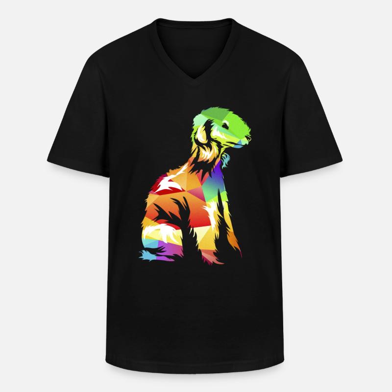 Bedlington Terrier - Männer-T-Shirt mit V-Ausschnitt - Schwarz