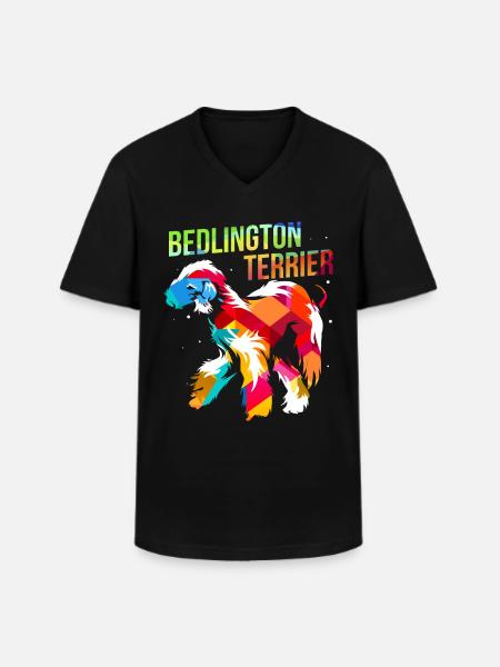 Bedlington Terrier - Männer-T-Shirt mit V-Ausschnitt - Schwarz