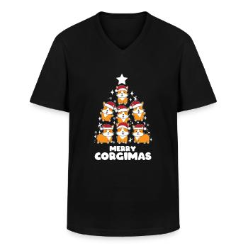 Welsh Corgi Pembroke Weihnachten - Männer-T-Shirt mit V-Ausschnitt - Schwarz - Vorne - AI Model Male 178 dark (178cm)